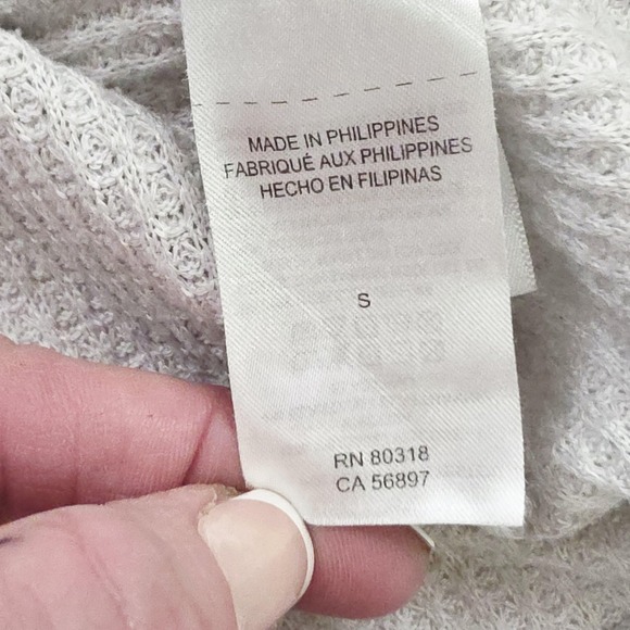 Lucky Brand Mens Small Light Gray Waffle Knit Crewneck Long Sleeve Sweater Work - Picture 5 of 9